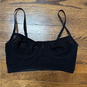 Mesh front hook & eye closure longline bra